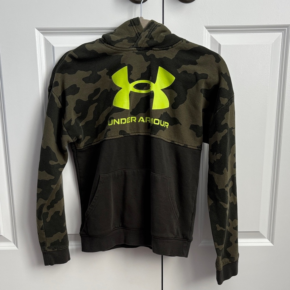 Under Armour Green Camo Hoodie with Neon Logo